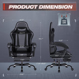 Furmax Gaming Chair, Video Game Chair with Footrest and Massage Lumbar Support, Swivel Seat Height Adjustable Computer Chair with Headrest, Racing E-Sport Gamer Chair (Black) Furmax