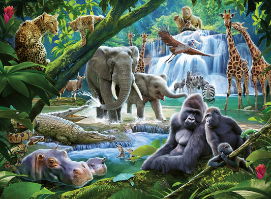 Ravensburger Jungle Animals 100 Piece XXL Jigsaw Puzzle for Kids | Unique Interlocking Pieces | Durable and Glare-Free | FSC-Certified Sustainable Toy