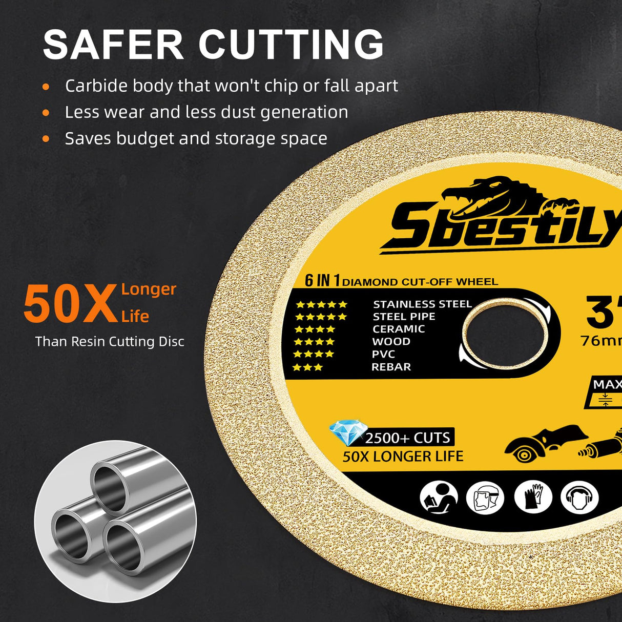 Sbestily Cut Off Wheels (2+1 Plus Kit) for Die Grinder,3 Inch,1/24" Thin,W3/8" Arbor Hole Drill Cutting Wheel for Metal and Stainless Steel, 3" Cutoff Tools Angle Grinder Cutter Disc Sbestily