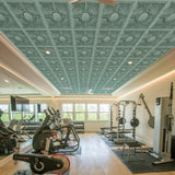 STICKGOO PVC Ceiling Tiles 24 x 24in, Antique Green Bronze Decorative Drop Ceiling Tiles,12-Pack Cover 48 Sq. Ft STICKGOO