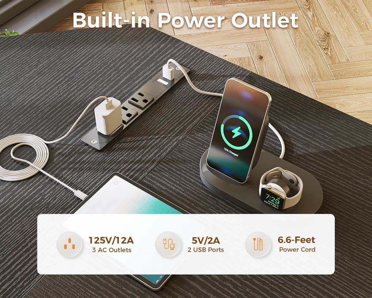 Coleshome L Shaped Computer Desk 66" with Power Outlet & Storage Shelves, Corner Sturdy Writing Desk Workstation, Modern Wooden Office Gaming Desk, Wood & Metal, Black Coleshome