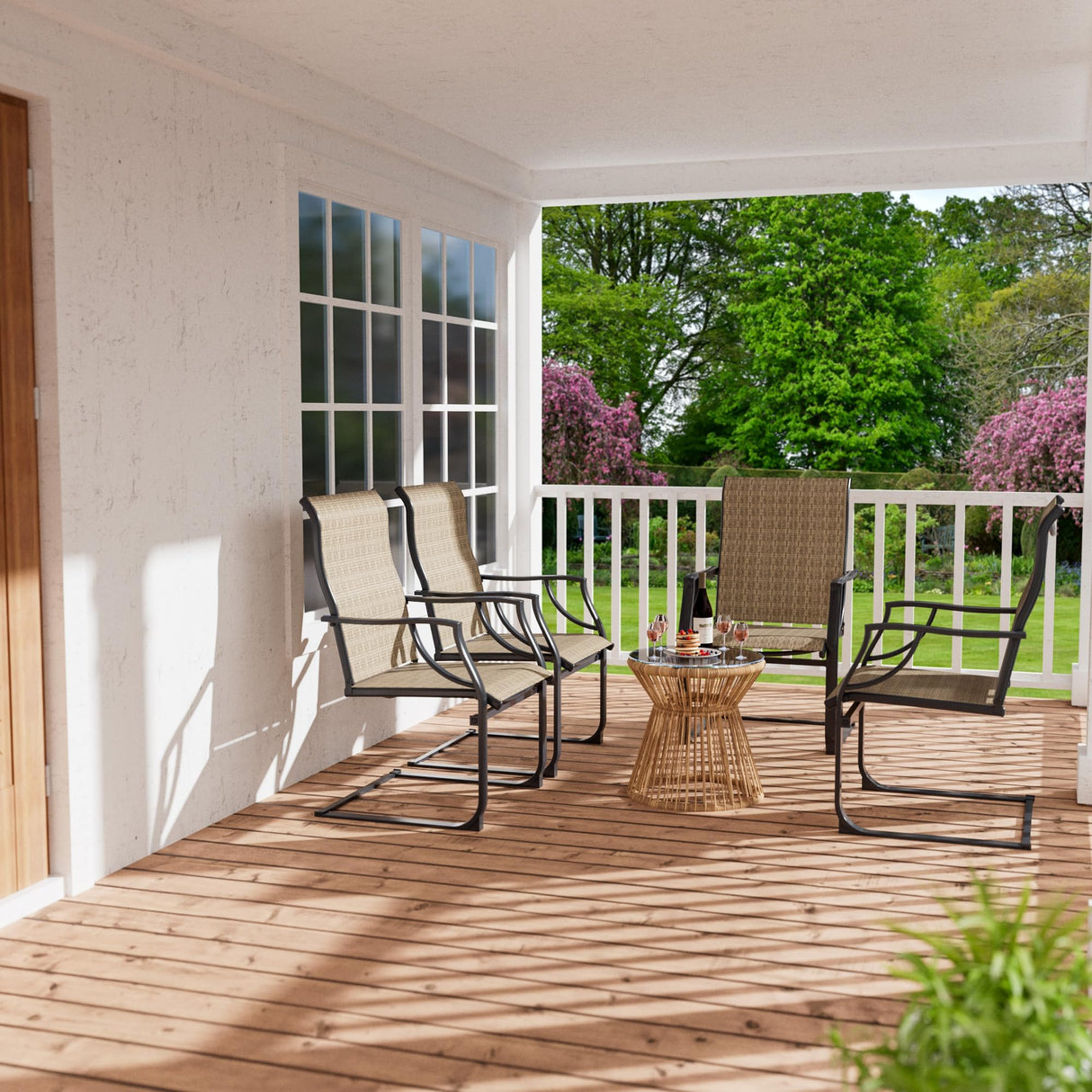 UDPATIO Patio Dining Chairs Set of 4, High Back Patio Chairs in All Weather Breathable Textile Fabric, Outdoor Furniture Chairs for Deck, Lawn, Garden, Backyard (Brown) UDPATIO