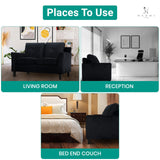Raelynn Button Tufted Loveseat Affordable Black Loveseat for Budget-Conscious Buyers Microfiber Couch for Small Spaces Durable Sturdy Living Room Furniture Tool-Free Assembly and Easy Maintenance Naomi Home