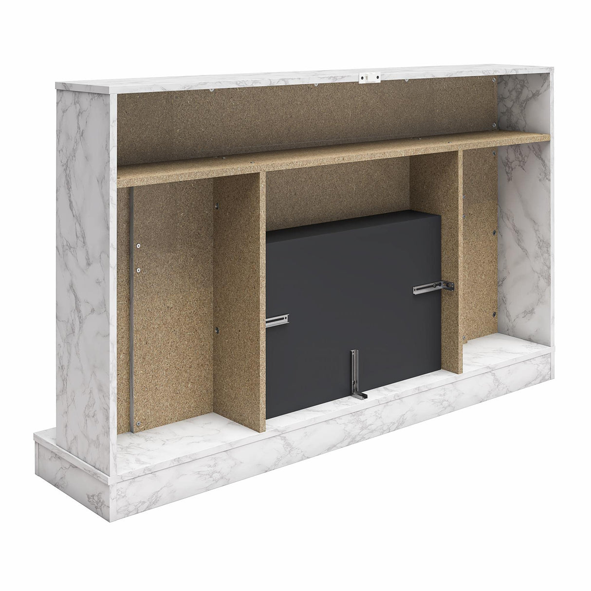 CosmoLiving by Cosmopolitan Liberty 52 Inch Electric Fireplace with Mantel, Replaceable Fireplace Insert Heater, Remote Control, Timer, Color Changing Crystal Ember Flames, White Marble CosmoLiving by Cosmopolitan