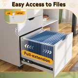 DEVAISE 3-Drawer Wood File Cabinet, Mobile Lateral Filing Cabinet, Printer Stand with Open Storage Shelves for Home Office, White DEVAISE