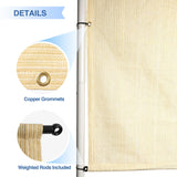E&K Sunrise 8’x16’ Outdoor Shade Canopy Cover with Grommets Weighted Rods Sun Shade Cover UV Block for Pergola Patio Deck Backyard (Beige) E&K