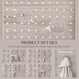 HOMCOM 6 Panel Pegboard Display with 500 Hook Holes, Wood Room Divider Wall, 5.6Ft Folding Privacy Screens, Portable Freestanding Wall Organizer for Bedroom Reading Room, Natural HOMCOM