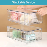 4 Pack Stackable Storage Drawers,Clear Acrylic Drawer Organizers with Handles, Easily Assemble for Fridge, Bathroom,Kitchen Undersink,Cabinet,Pantry Organization and Storage Vtopmart