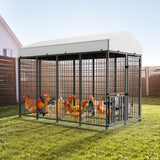 ROOMTEC Large Metal Chicken Coop, Walk-in Poultry Chicken Coops for 15 Chickens (8' x 4' x 5.6') ROOMTEC