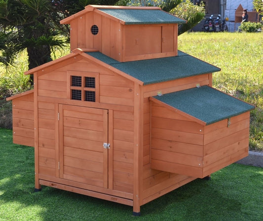 Omitree Deluxe Large Wood Chicken Coop Backyard Hen House 6-10 Chickens with 6 Nesting Box - WoodArtSupply