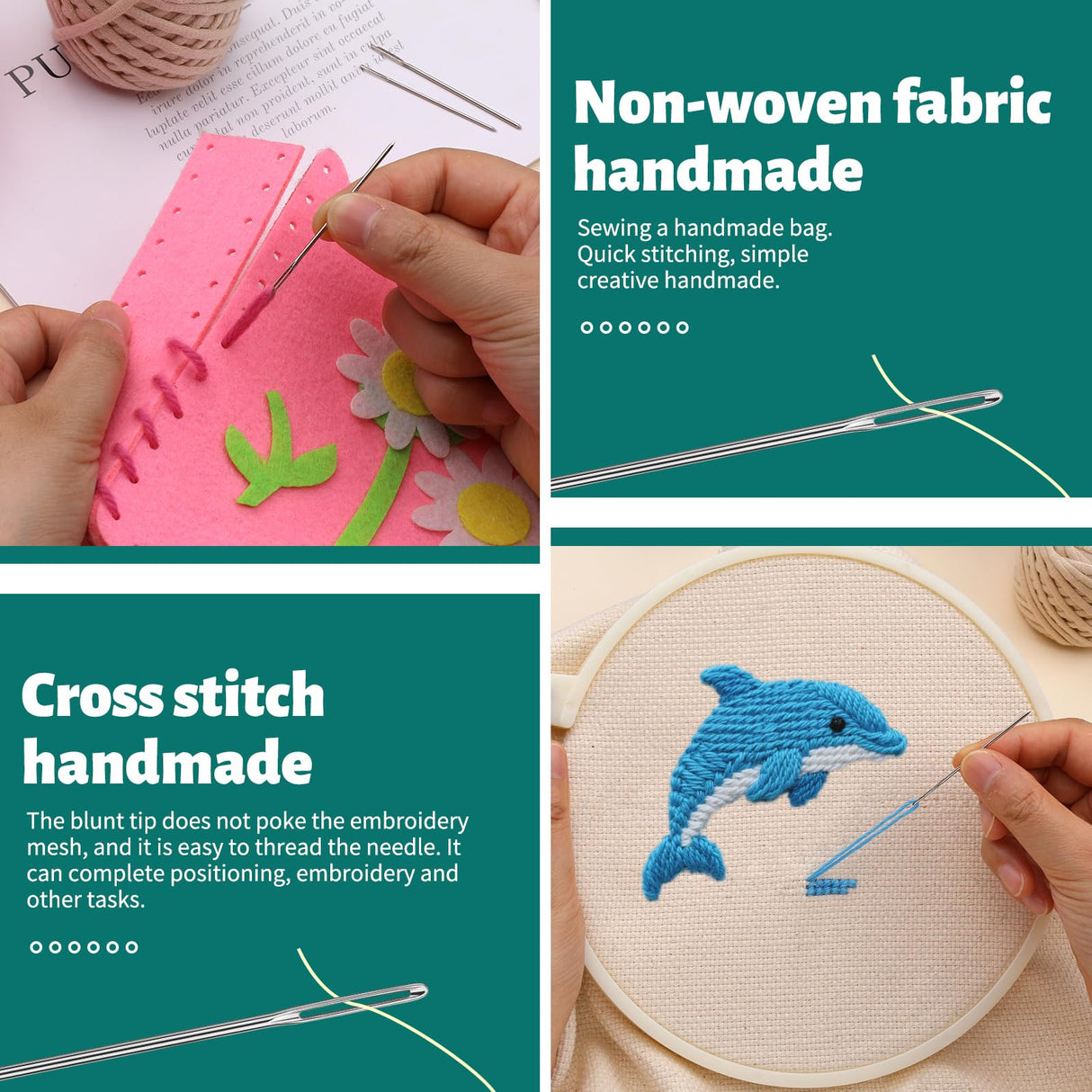 Bupete Large Eye Blunt Needles, 5 Sizes Sewing Needles, Metal Yarn Needles, Embroidery Needles for Hand Sewing for Knitting Sewing Crochet Bupete