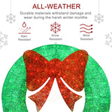 48Inch 4FT Large Christmas Wreath - Outdoor Christmas Wreaths with LED Lights,Extension Cable, Xmas Decorations for Door Outdoor Indoor Wall Home - Green HOYECHI