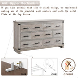 Farmhouse 7 Drawer Dresser for Bedroom - Wood Large Dressers & Chests of Drawers for Closet, 54 Inch Wide Dresser TV Stand with Storage for Bedroom, Living Room, Light Rustic Oak RedLemon