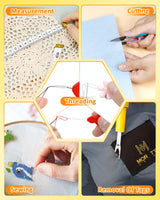 FIVEIZERO Thimble Kit– Sewing Thimbles for Hand Sewing, Metal Finger Protectors, Thimble Ring for Quilting, Includes Needle Threader, Embroidery Needles, Seam Ripper, Measuring Tape and Thread Snips FIVEIZERO