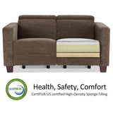 MCombo 62.2'' Wall Hugger Power Loveseat Recliner Sofa with Adjustable Headrest and USB & Type C Dual Charge Ports for Living Room, Office (Fabric, HL198M1) (Coffee) MCombo
