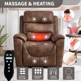 Power Lift Recliner Chair for Elderly People, Dual Motor Lay Flat Recliner with Vibration Massage and Heat, Heavy Duty Motion Mechanism Standing Assistance Reclining Chair, Faux Leather Brown Luxlen