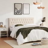 Huatean Home Tufted Upholstered Headboard Twin Size, Solid Wood Head Board with Durable Metal Legs, Adjustable Height Twin XL headboard from 37” to 51” Fabric Headboard in Modern Button Design, Beige Huatean Home