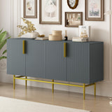 NicBex Modern Elegant Sideboard Cabinet,Large Buffet Storage Cabinet with Gold Metal Handle,4-Door Sideboard Buffet Cabinet for Living Room,Bedroom and Hallway,Gray NicBex