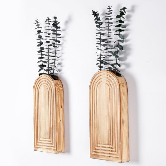 Wall Planters for Indoor Plants, Set of 2 Modern Farmhouse Wood Wall Decor for Indoor Plants, Hanging Planter for Living Room, Bathroom Wall Decor, Dried Flowers and Faux Greenery - WoodArtSupply