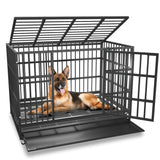 BOLDBONE 54/48/42/38 inch Heavy Duty Indestructible and Escape-Proof Dog Crate Cage Kennel for Large Dogs, High Anxiety Dog Crate with Removable Crate Trays, Wheels and Double Door, Extra Large XL XXL BOLDBONE