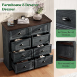 AMERLIFE 42" Dresser for Bedroom, Farmhouse 8 Drawer Dresser, Dressers & Chests of Drawers, Organizer with Storage Drawers, Dark Blue AMERLIFE
