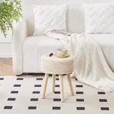 Cpintltr Footstool Ottoman Round Natural Seagrass Foot Stool Pouf Ottomans with Solid Wood Legs Hand Weave Footrest Step Stool for Living Room Bedroom Balcony Garden Natural Cpintltr