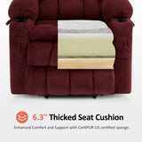 MCombo Dual Motor Power Lift Recliner Chair with Massage and Heat for Elderly People, Infinite Position, USB Ports, Cup Holders, Fabric 7890 (Medium, Burgundy) MCombo