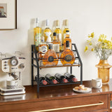 VINAEMO Wine Racks Countertop, 3-Tier Liquor Bottle Display Shelf, Coffee Syrup Organizer, Small Wine Rack, Wine Bottle Holder for Whiskey Bar, Retro Bar Shelves for Home Bar VINAEMO