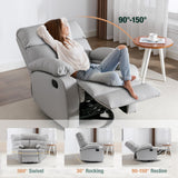 hzlagm Swivel Rocker Recliner, Rocking Recliner Chair, Small Rocker Recliners for Small Spaces, Living Room, Bedroom, Nursery, RV, Light Grey hzlagm