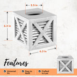 Autumn Alley Barn Door Square Farmhouse Tissue Box Cover in White and Galvanized – Farmhouse Bathroom Accessories – Rustic Bathroom Décor Tissue Holder | Wood Shabby Chic Tissue Box Cover Autumn Alley