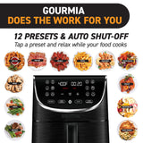 Gourmia Air Fryer Oven Digital Display 7 Quart Large AirFryer Cooker 12 Touch Cooking Presets, XL Air Fryer Basket 1700w Power Multifunction GAF716 Black and Stainless Steel Accents FRY FORCE 360° Gourmia