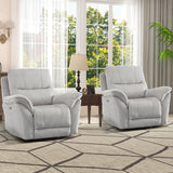 INZOY Glider Recliner Nursery Chair, Power Recliner Swivel Glider, Fabric Electric Swivel Recliner Rocker with Overstuffed Backrest, Power Recliner Chair Reclining Sofa for Living Room, Light Grey INZOY