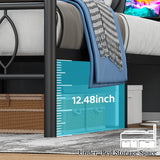 Samurbex Full Size Bed Frame with Headboard,Black Metal Platform Bed Frame Full Size with Charging Station & LED Lights,12-Inch Under Bed Storage,No Box Spring Needed,Noise Free,Easy to Assemble Samurbex