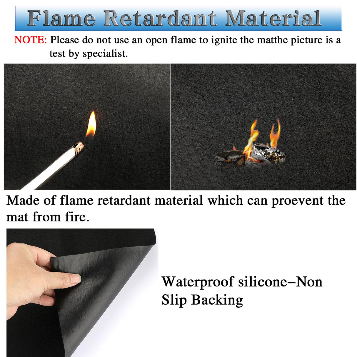 UBeesize 36x30 inch Under Grill Mat,Fireproof Mats for under grill,Grill mats for outdoor grill deck protector,BBQ Mat for Under BBQ,Waterproof,oil-proof and Flame Retardant,Reusable UBeesize