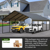 20x20 FT Metal Carport Canopy Heavy Duty with Galvanized Steel Roof & Frame, All-Weather Portable Car Garage Shelter for Cars, Safe Boat Cover Car Ports for Yard Poborin
