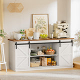 YESHOMY Storage Cabinet, Farmhouse Sideboard Buffet Coffee Bar with Sliding Barn Doors, Shelf for Home Dining Room, White YESHOMY