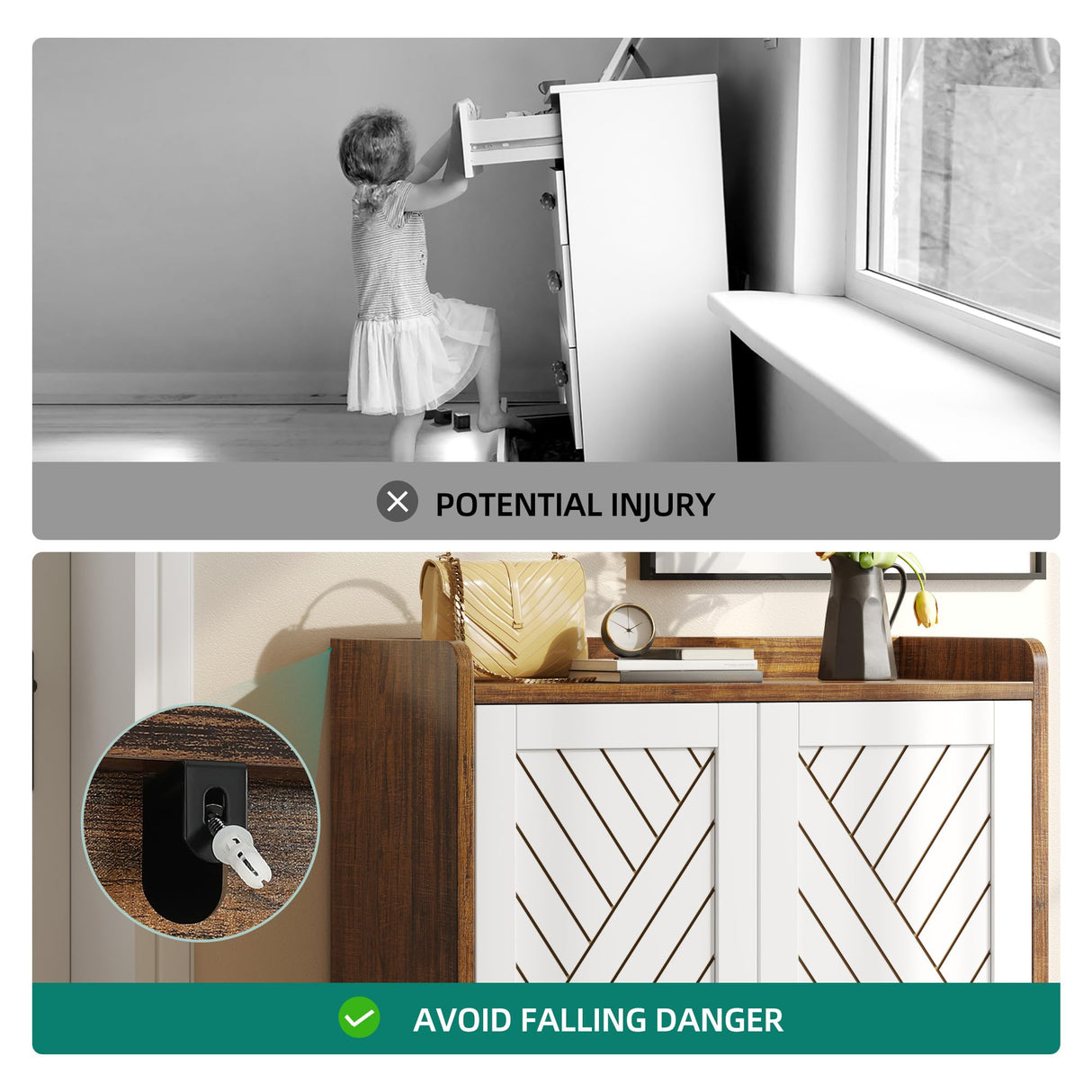 YITAHOME Shoe Cabinet with Doors, 5-Tier Shoe Storage Organizer with Adjustable Shelves, Modern Freestanding Wooden Shoe Rack Cabinet for Entryway, Hallway, Closet, Living Room, Brown & White YITAHOME