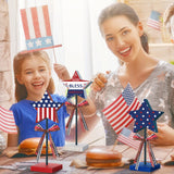 3 Pcs 4th of July Stars Decoration Patriotic Centerpieces Wooden Standing Star Block Memorial Day Decoration Rustic Independence Day Centerpieces for American Festival Home (Bright Style) Amyhill