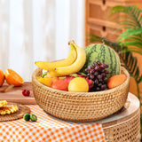 Whalehub Natural Rattan Round Fruit Basket Bowls, Hand Woven Decor Serving Baskets, Wicker Storage for Dinning Room (Round-Small) Whalehub