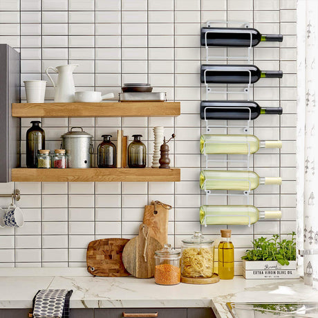 Sorbus Towel Rack Wall Mount – 6 Compartments of White Metal Towel Holder for Bathroom Decor Sets, Organizer for Linens, Gym, Rv, Door, Cabinet - Wine Rack Wall Mounted for Kitchen, Bar, Wine Cellar Sorbus