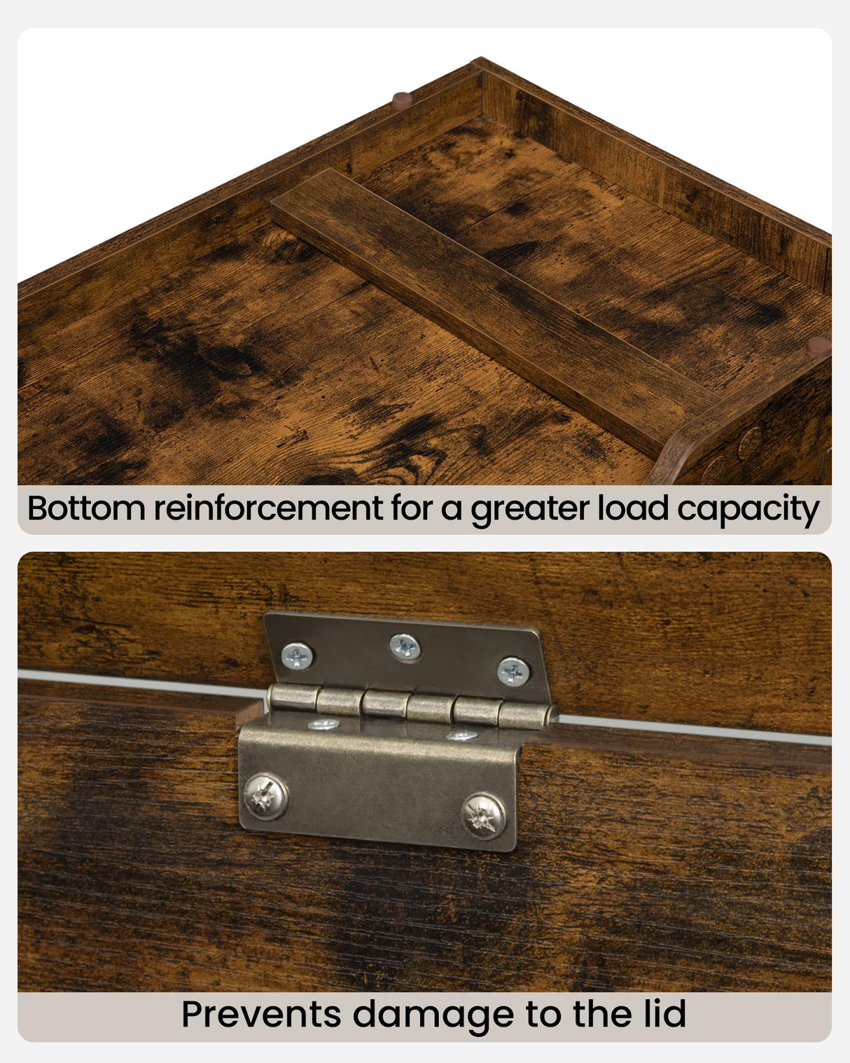 Hzuaneri Storage Chest, Storage Trunk, Wooden Storage Bench - 39.4" Lift-Top Storage Organizer with 2 Safety Hinges, Shoe Bench for Entryway, Bedroom, Living Room, Rustic Brown SB03401X Hzuaneri