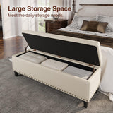 Storage Bench, 51-Inch Storage Ottoman Bench, 30 Gallons, Large Storage Ottoman, Modern Faux Leather Ottoman With Storage For Living Room, Bedroom, Entryway, Hallway, Office, Cream White FiveWillowise