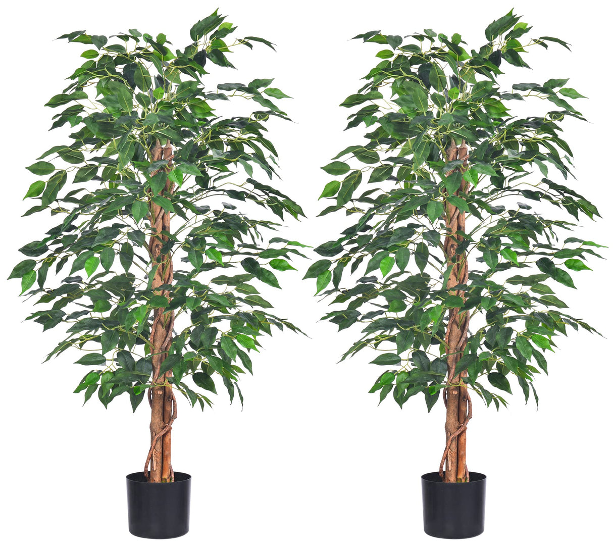 HAIHONG 2Packs 4FT Artificial Ficus Tree, Fake Plants with Sturdy Plastic Nursery Pot,Faux Ficus Trees for Home Office Living Room Indoor Outdoor Decor Perfect Housewarming Gift (4FT-2Packs) HAIHONG