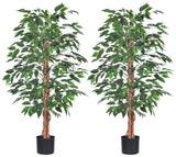 HAIHONG 2Packs 4FT Artificial Ficus Tree, Fake Plants with Sturdy Plastic Nursery Pot,Faux Ficus Trees for Home Office Living Room Indoor Outdoor Decor Perfect Housewarming Gift (4FT-2Packs) HAIHONG