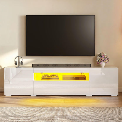 YITAHOME TV Stands for Living Room, 75 inch TV Stand, Entertainment Center with Storage, Modern Television Stands, Led TV Stand, High Glossy Gaming Media Stand, White - WoodArtSupply