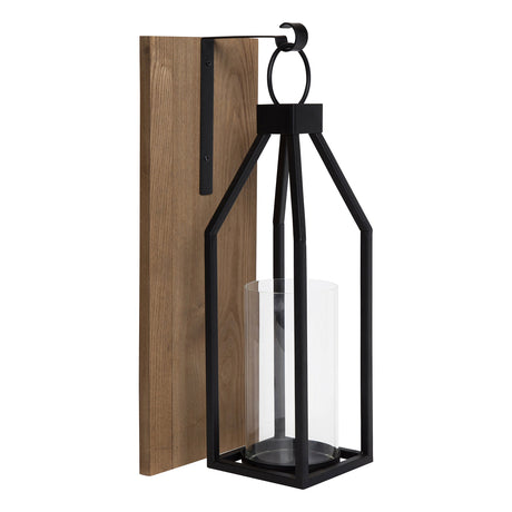 Kate and Laurel Oakly Wood and Metal Wall Sconce, Rustic Brown Wood Wall Candle Holder Farmhouse Decor Kate and Laurel