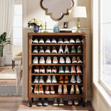 Tribesigns 6-Tier Shoe Cabinet with Louvered Doors, Large Wooden Shoe Storage Cabinet with Adjustable Shelves, Modern Freestanding Shoe Organizer Cabinet for Entryway, Hallway (Walnut) Tribesigns