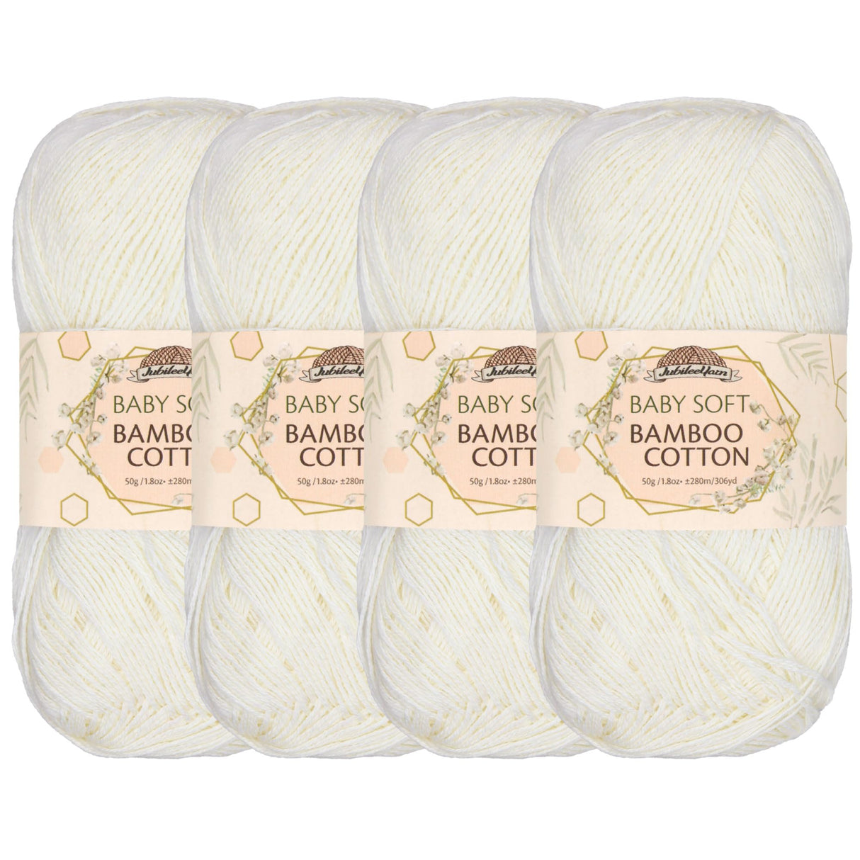 JubileeYarn Baby Soft Bamboo Cotton Yarn - 50g/Skein - Almond Milk - 4 Skeins BambooMN