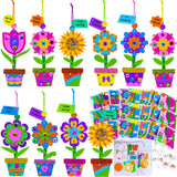 Winlyn 24 Sets Potted Flower Craft Kits DIY Potted Flower Ornaments Decorations Tulip Sunflower Foam Stickers Arts and Crafts for Kids Classroom Activities Birthday Spring Summer Camping Party Favors Winlyn