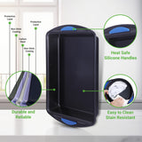 NutriChef 10-Piece Nonstick Bakeware Set - Heavy Duty Carbon Steel Baking Trays w/Silicone Handles - Includes Cookie Sheets, 12-Cup Muffin Pan, Pizza & Loaf Pan, Round & Square Pans - Easy to Clean NutriChef